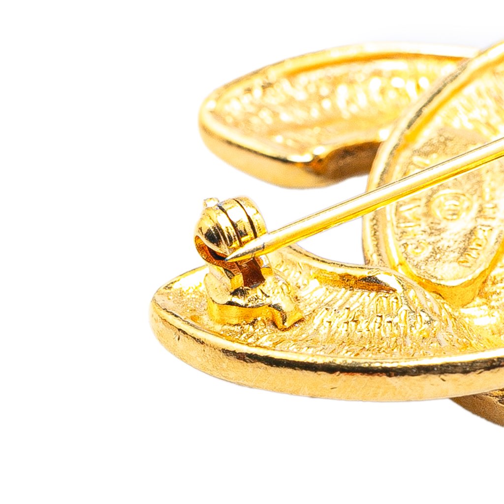 Chanel Gold Plated CC Quilted Brooch - 4