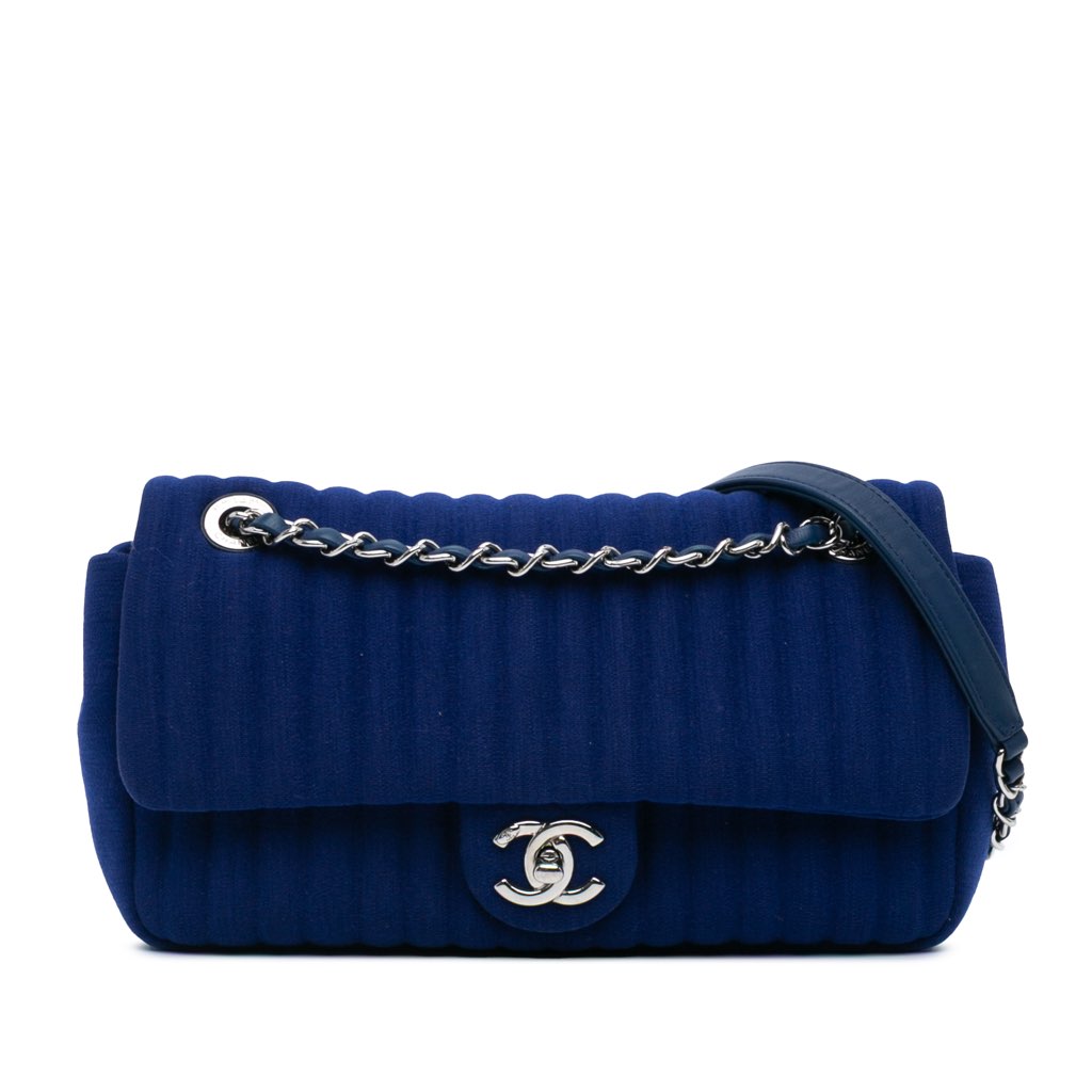 Chanel Medium Vertical Quilted Jersey Chain Flap