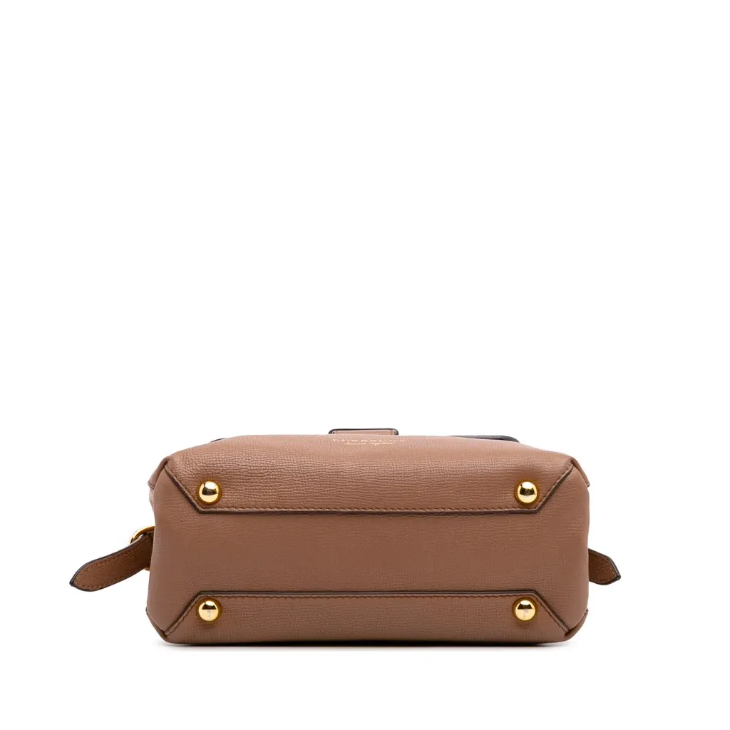 Burberry Small Calfskin and House Check Camberley Satchel Brown Leather Good - Inside View