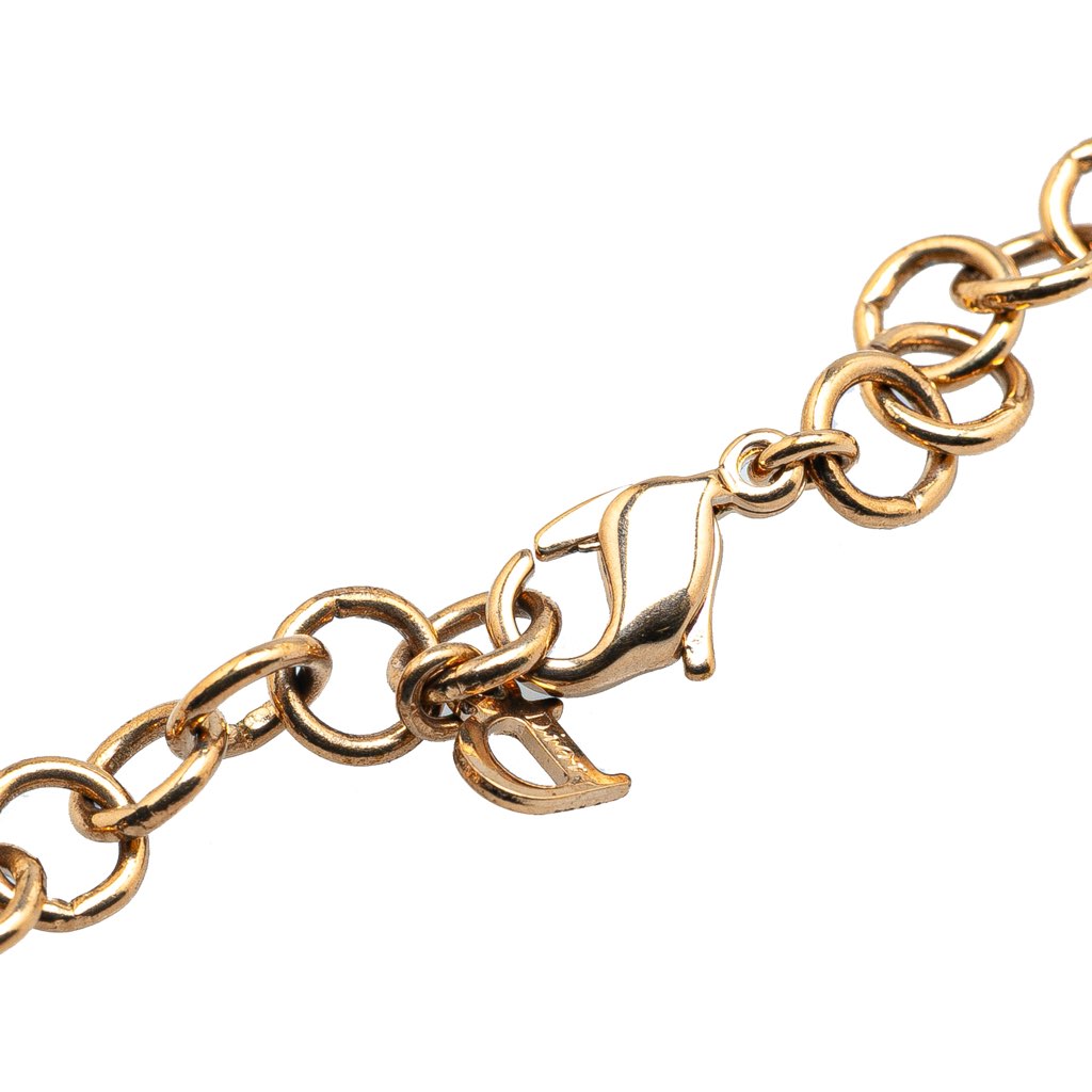 Dior Gold Plated Heart Padlock and Key Pendant Necklace - 3