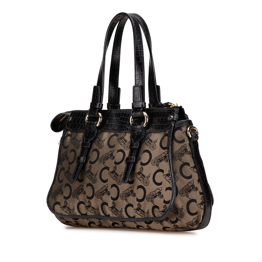 Celine C Carriage Canvas Satchel - Back view