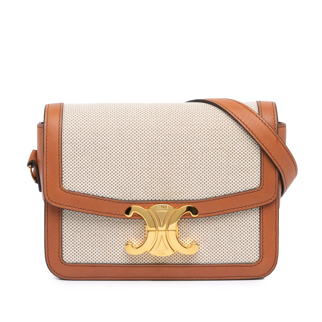 Celine Teen Canvas and Calfskin Triomphe Crossbody - 2