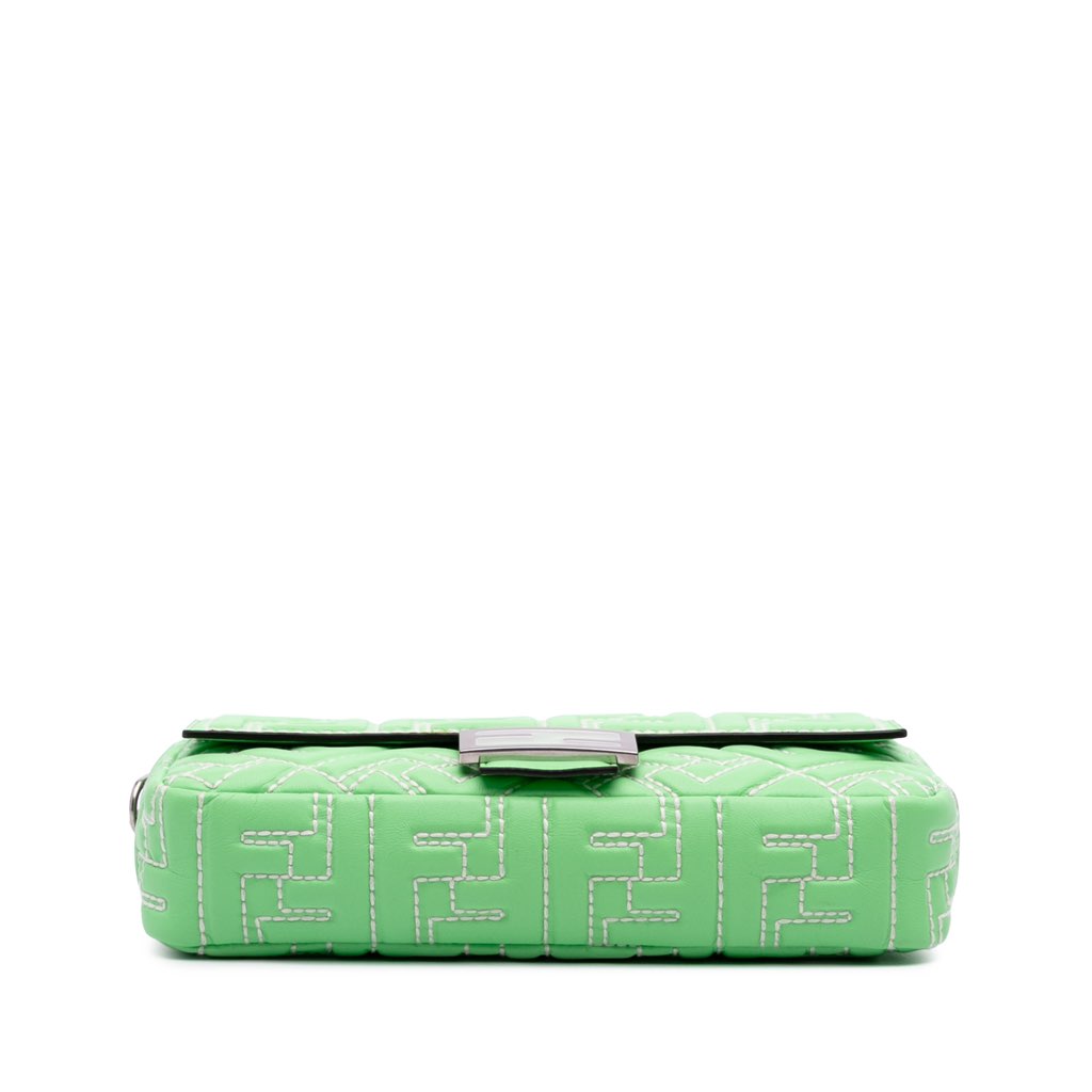 Fendi Zucca Embossed Stitched Leather Baguette Satchel - Image 6