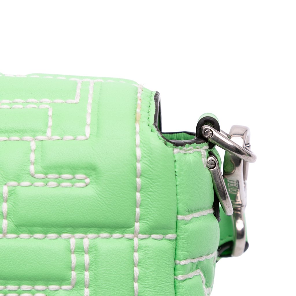 Fendi Zucca Embossed Stitched Leather Baguette Satchel - Image 10