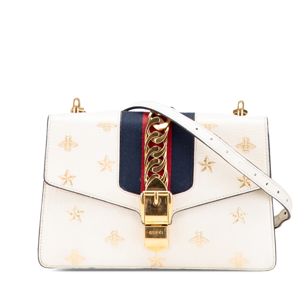 Gucci Small Leather Bee Star Sylvie Satchel