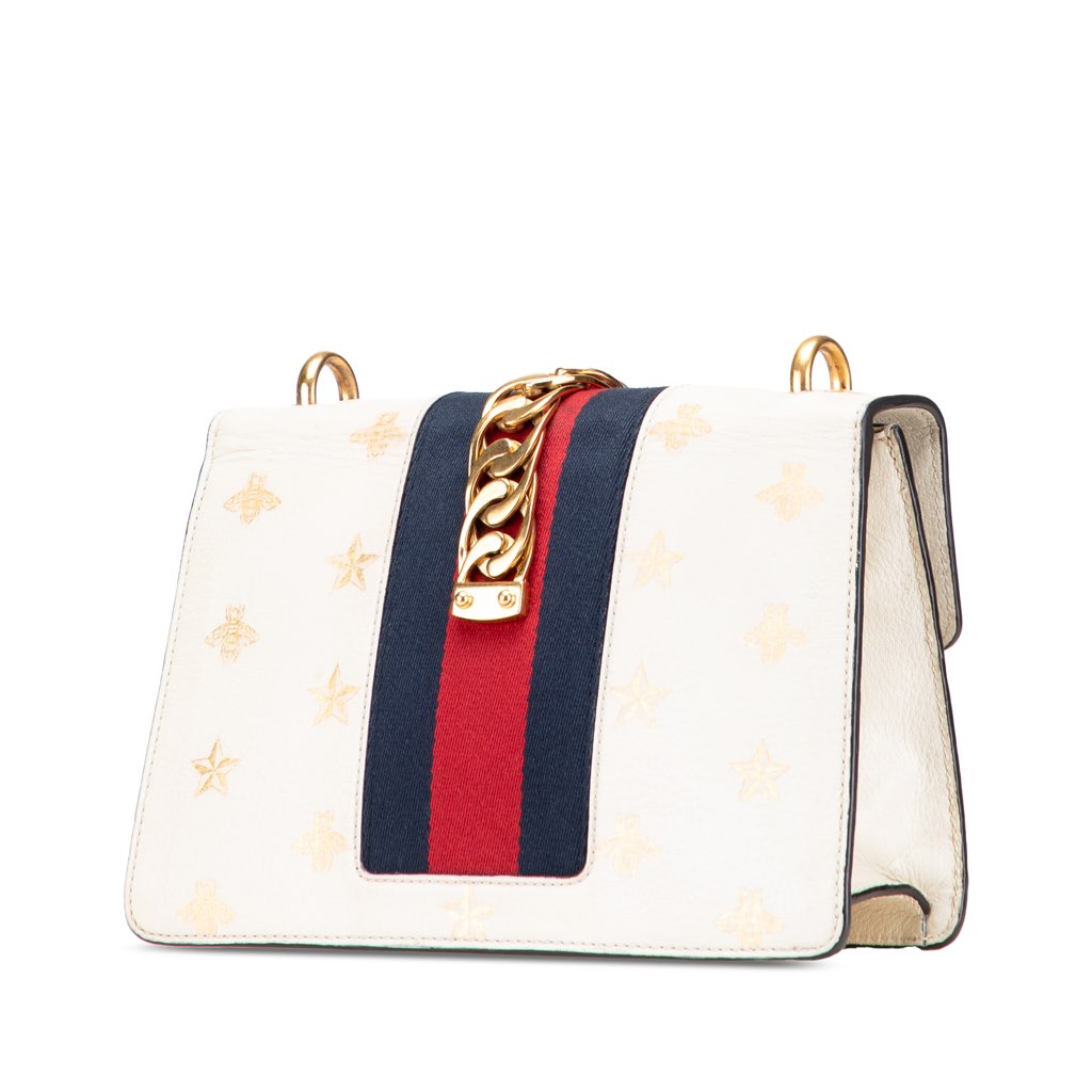 Gucci Small Leather Bee Star Sylvie Satchel - 2