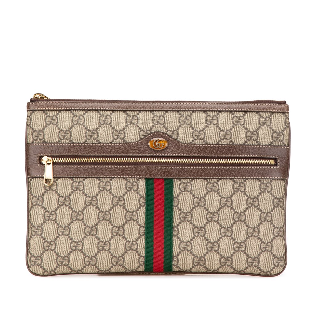 Gucci Large GG Supreme Ophidia Web Clutch
