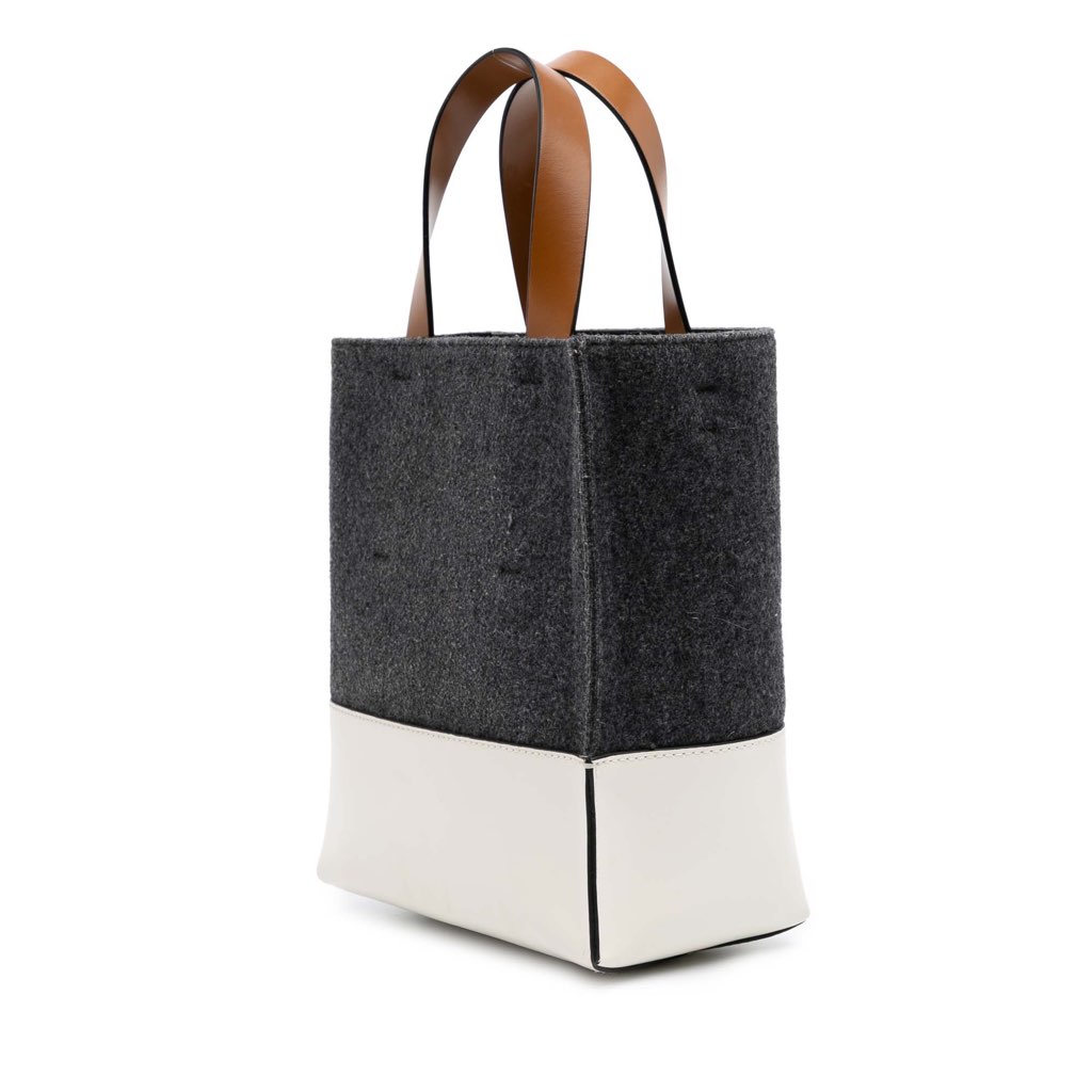 Marni Felt Trimmed Leather Museo Shopper Tote - 2