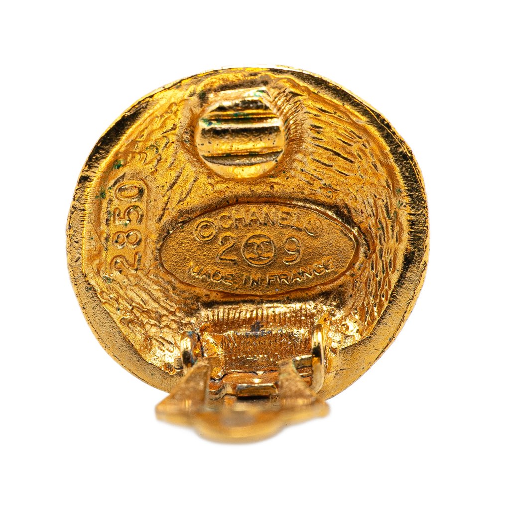 Chanel Gold Plated CC Clip On Earrings - 3