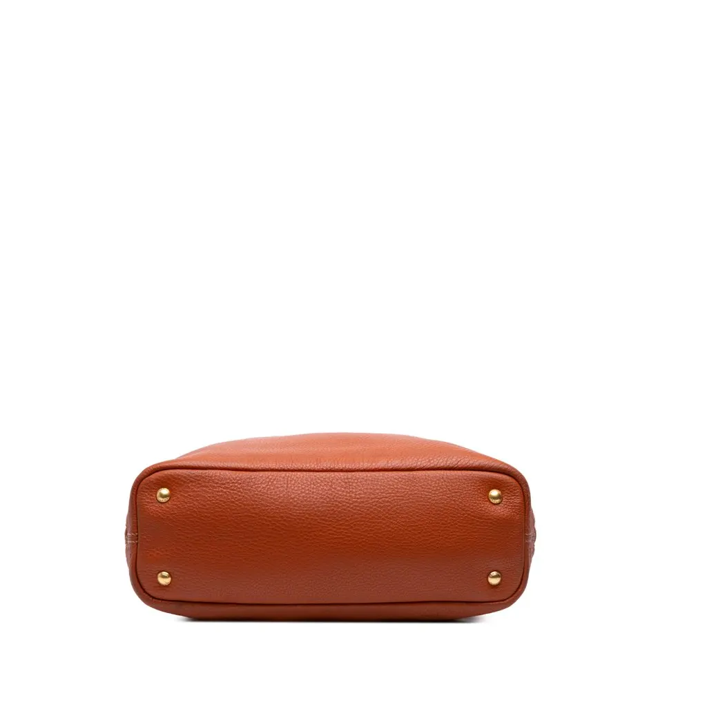 Prada Vitello Daino Side Zip Shopper Tote Orange Leather Very good - Inside View