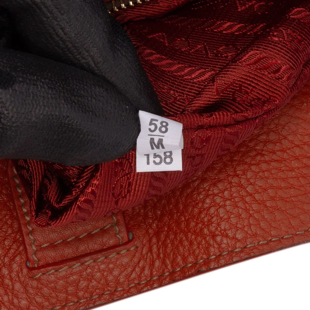 Prada Vitello Daino Side Zip Shopper Tote Orange Leather Very good - Box View