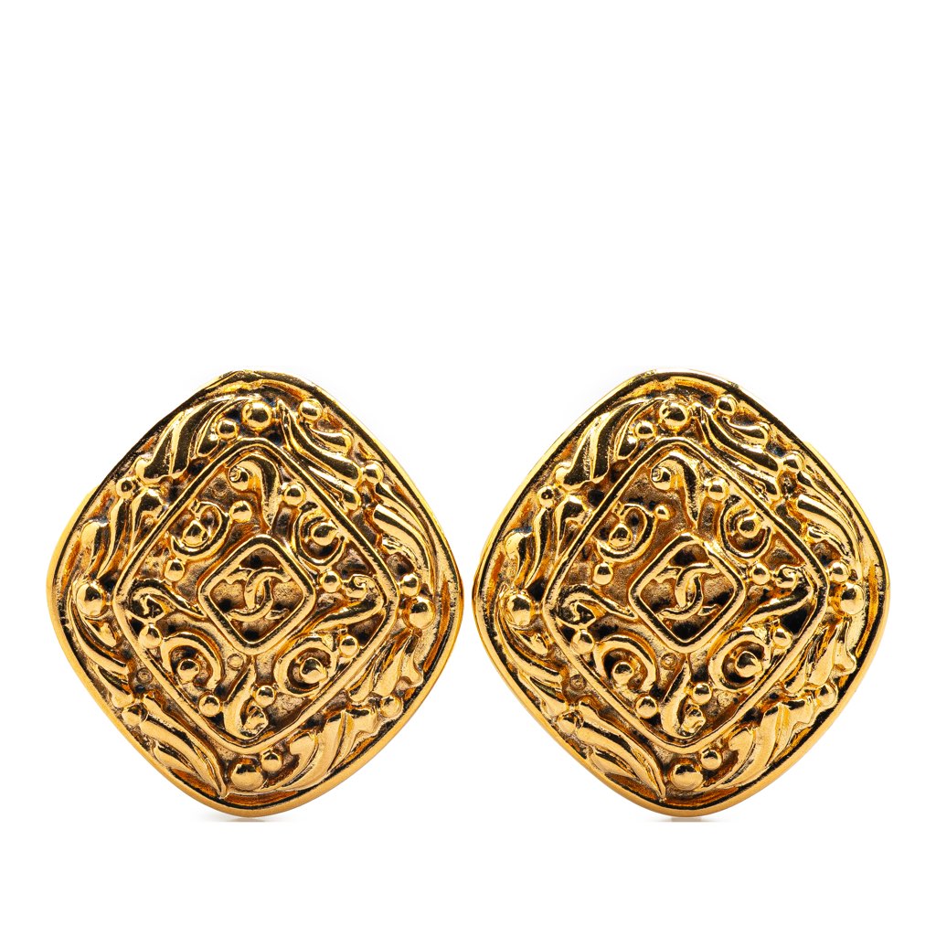 Chanel Gold Plated CC Clip On Earrings