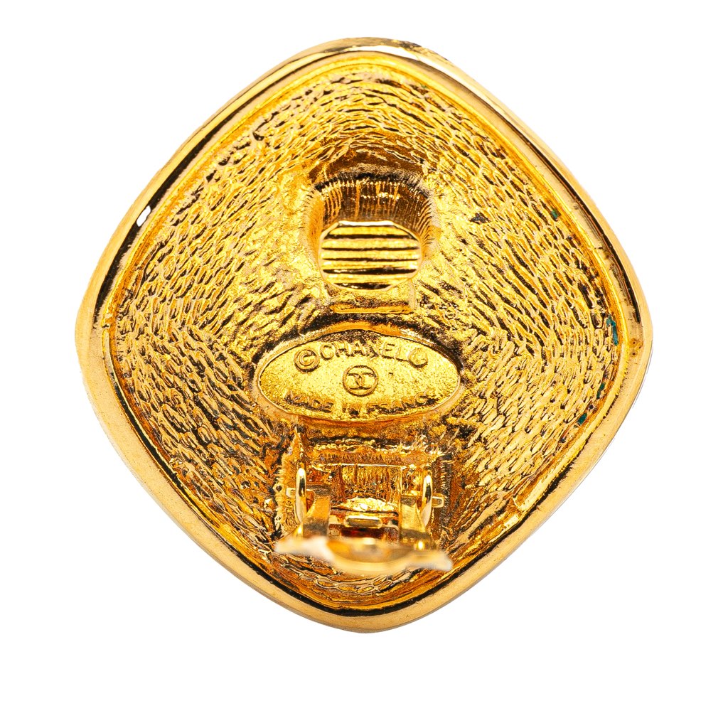 Chanel Gold Plated CC Clip On Earrings - 3