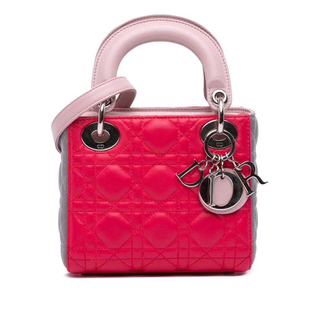 Dior Mini Tricolor Lambskin Cannage Lady Dior