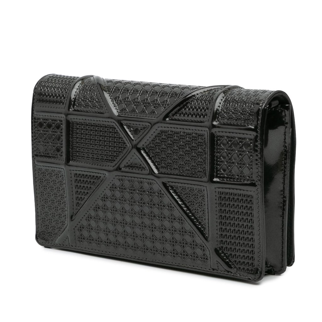 Dior Metallic Patent Microcannage Diorama Wallet on Chain - 2