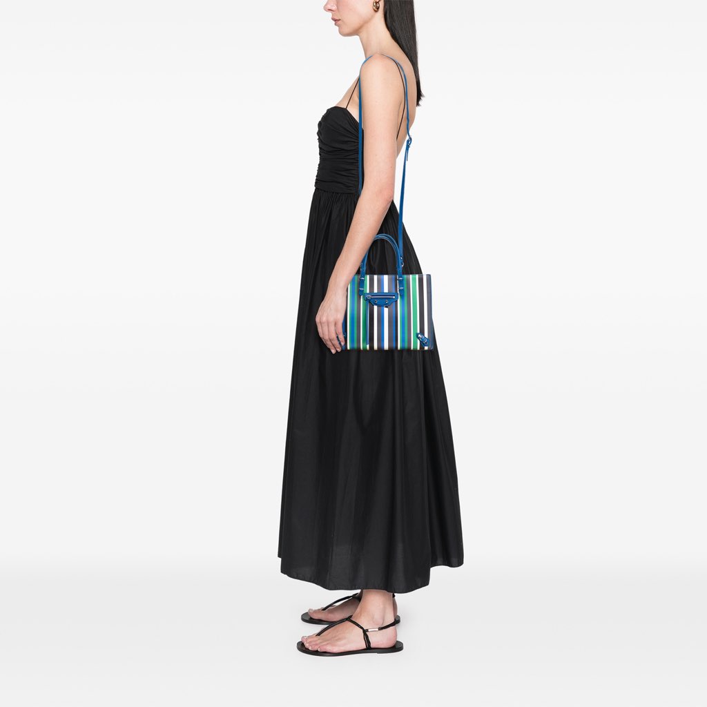 Balenciaga Mini Leather Striped Papier A6 Zip Around Satchel - Image 13