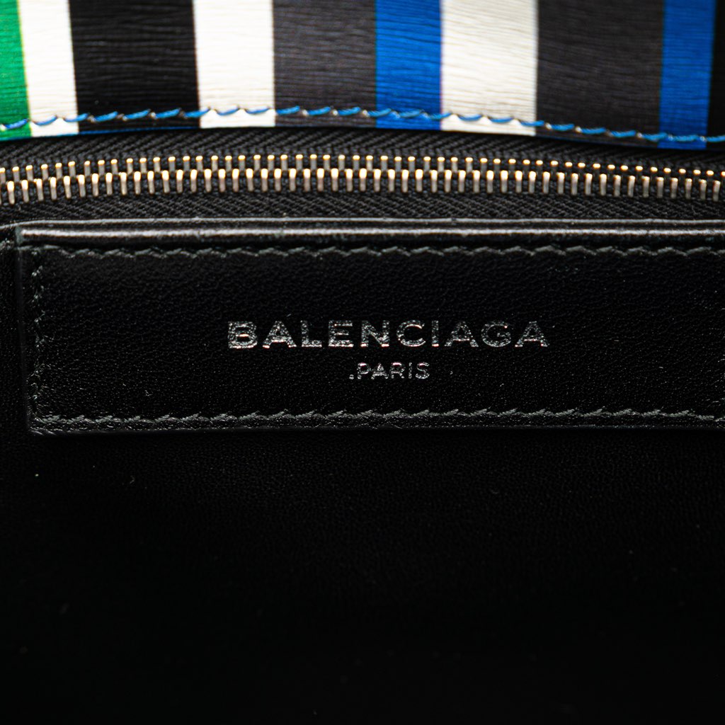 Balenciaga Mini Leather Striped Papier A6 Zip Around Satchel - Detail 1