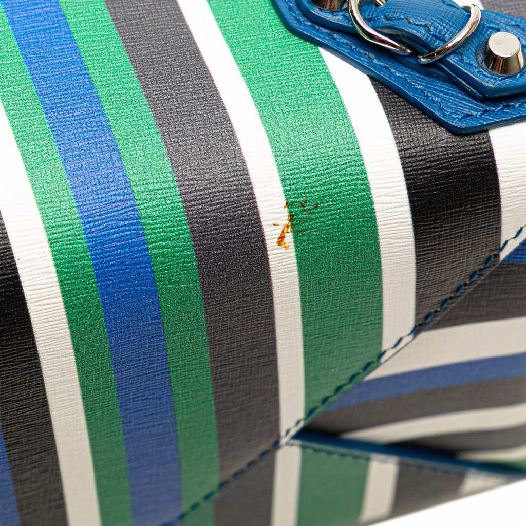 Balenciaga Mini Leather Striped Papier A6 Zip Around Satchel - Image 10