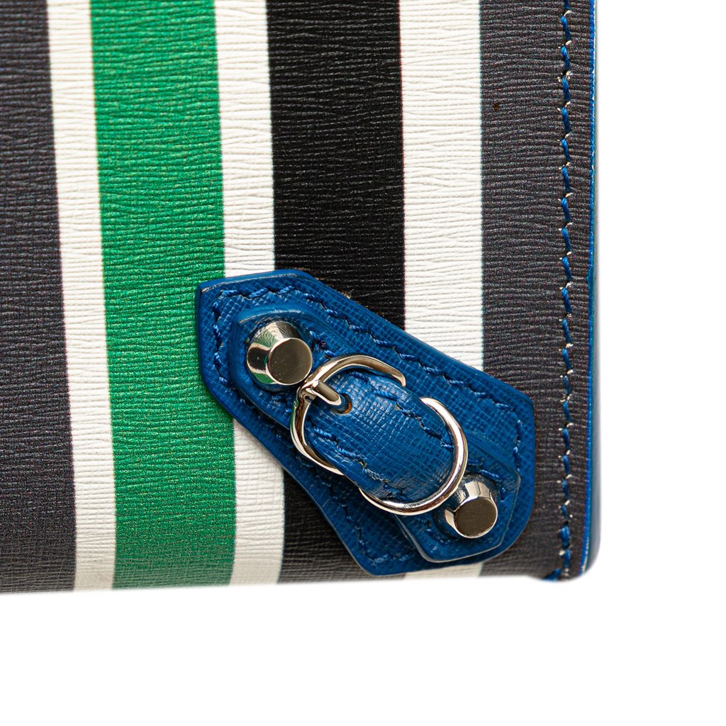 Balenciaga Mini Leather Striped Papier A6 Zip Around Satchel - Image 11