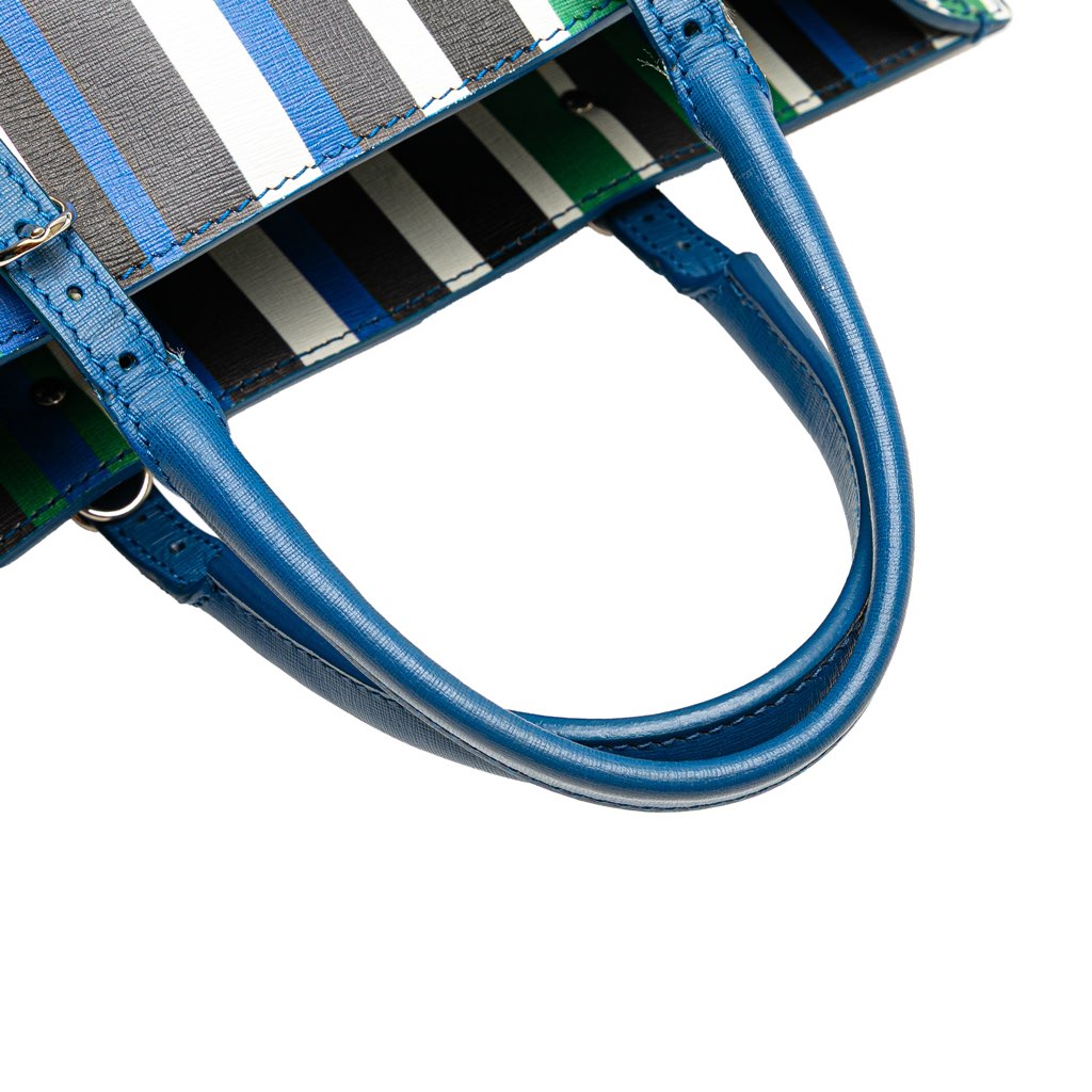 Balenciaga Mini Leather Striped Papier A6 Zip Around Satchel - Image 12