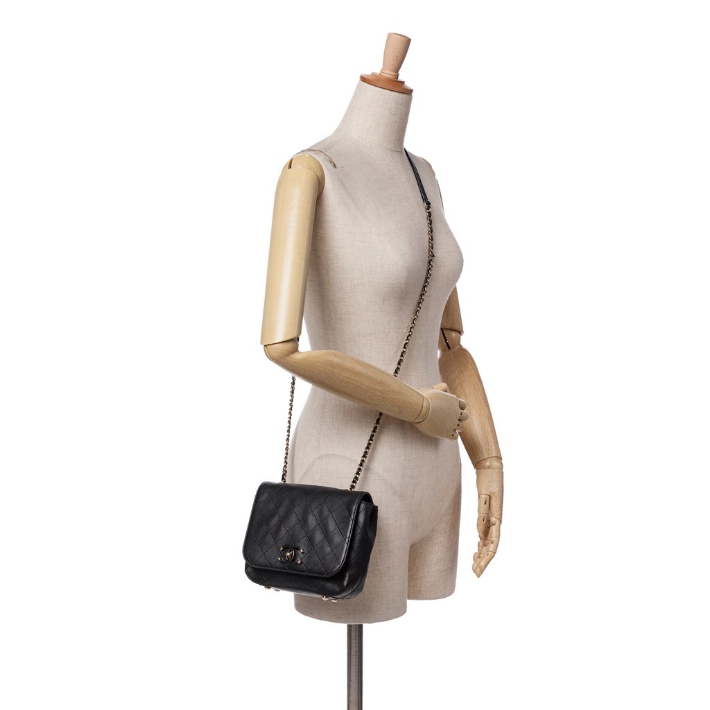 Chanel Small Stitched Calfskin Covered CC Flap - Image 12