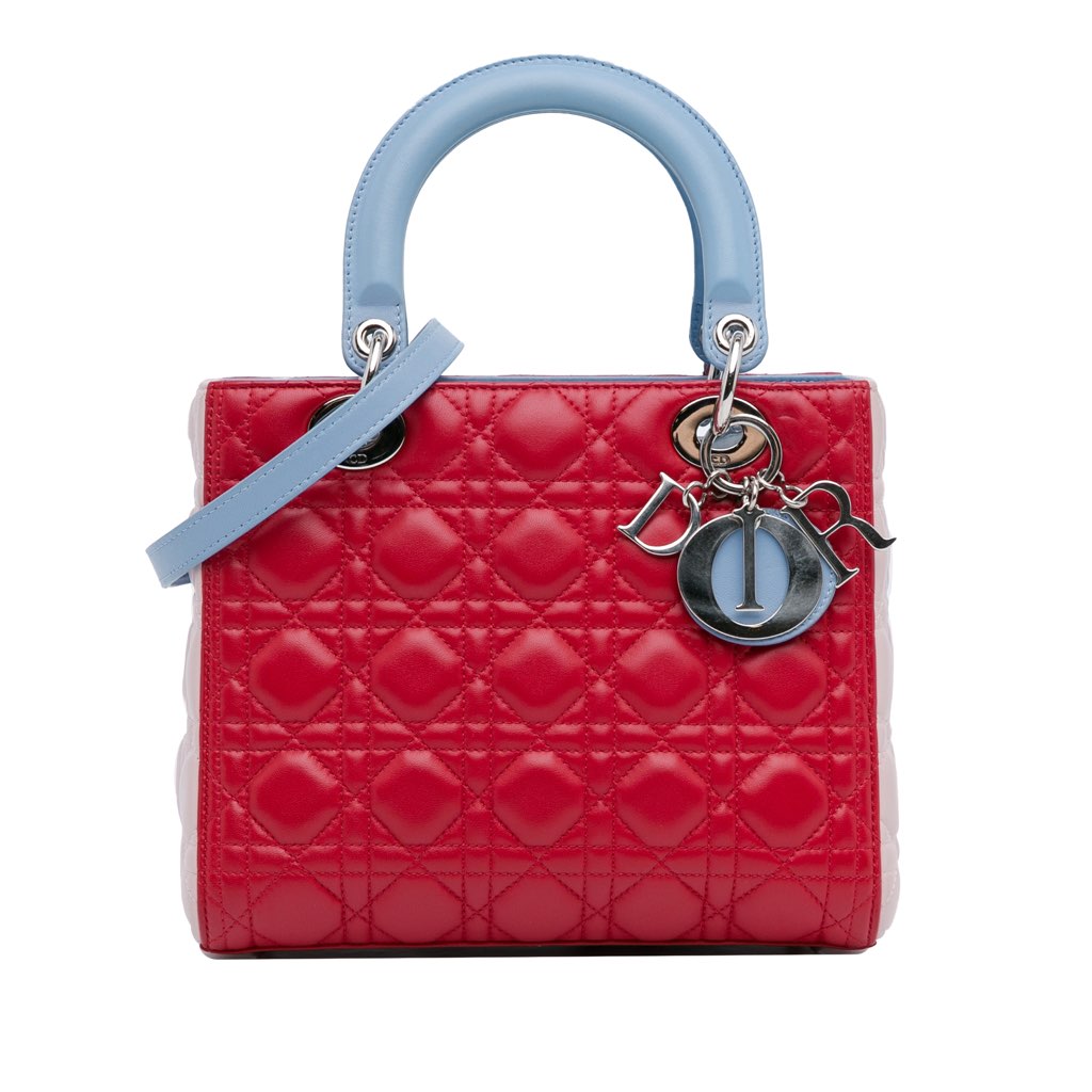 Dior Medium Tricolor Lambskin Cannage Lady Dior