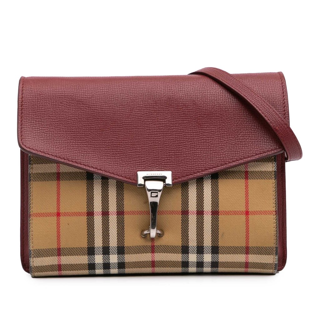 Burberry Small Leather and House Check Canvas Derby Macken Crossbody