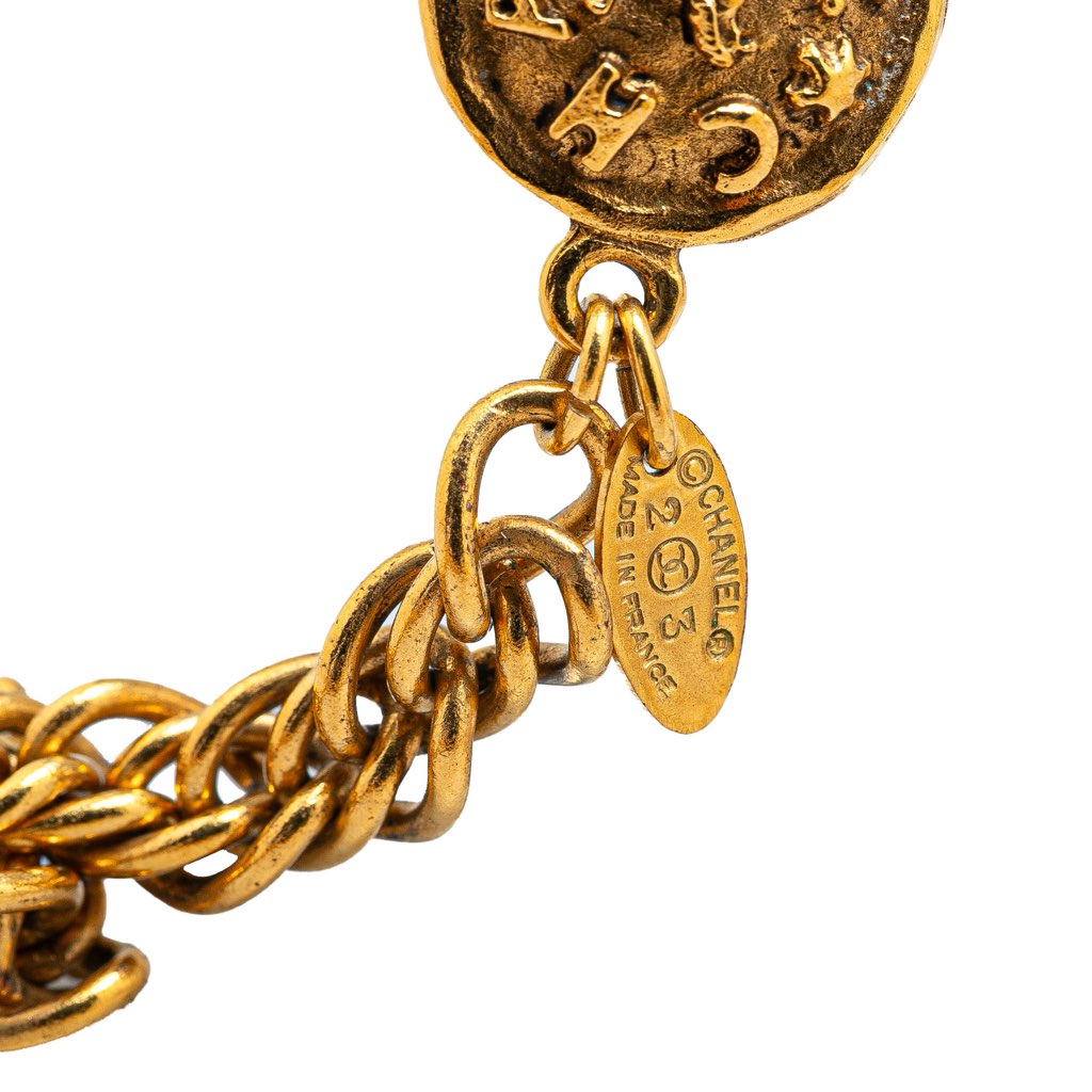 Chanel Gold Plated Medallion Station Long Necklace - 2
