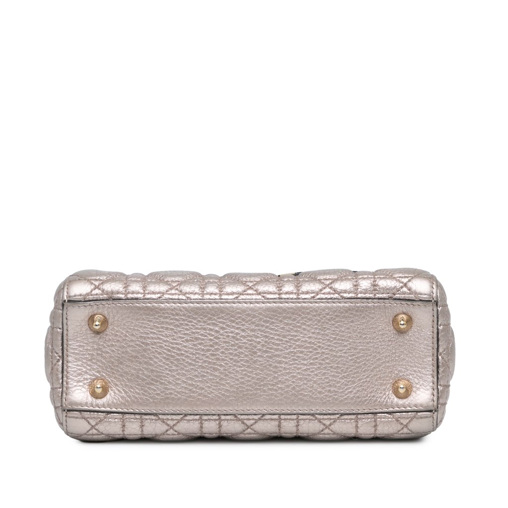 Dior Small Metallic Grained Calfskin Cannage Supple Lady Dior - 3