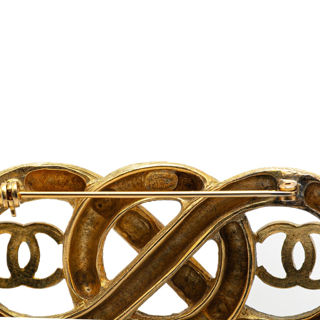 Chanel Gold Plated Infinity CC Brooch - Image 6