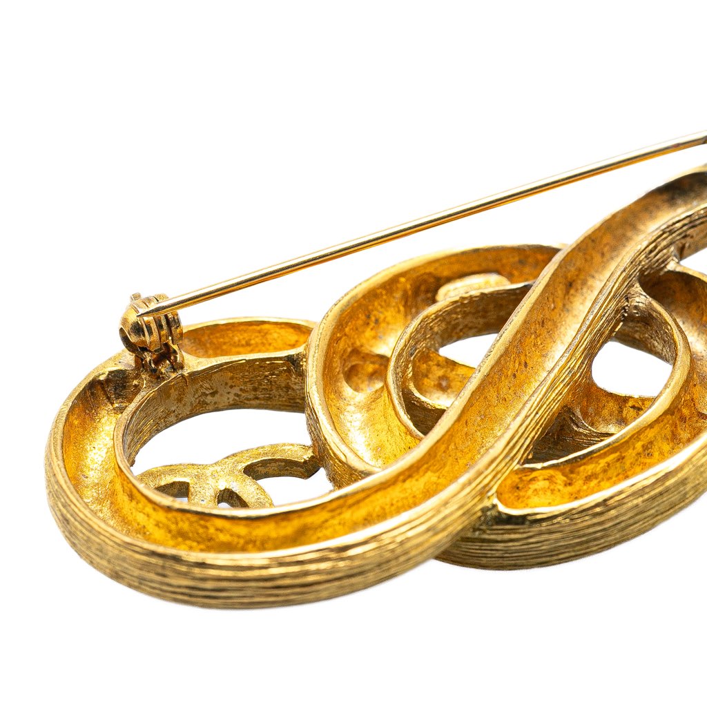 Chanel Gold Plated Infinity CC Brooch - 4