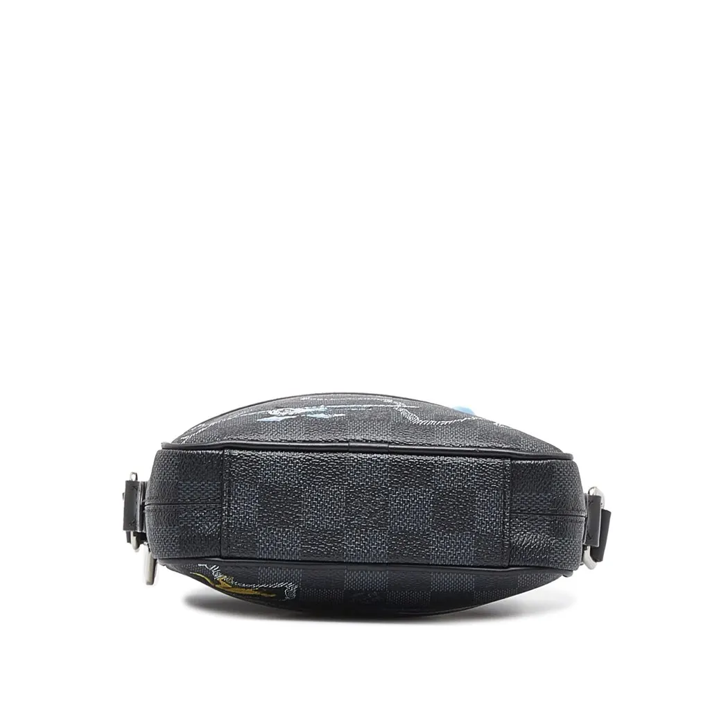 Louis Vuitton Damier Graphite Renaissance Map Danube Slim PM Black Canvas Good - Model View