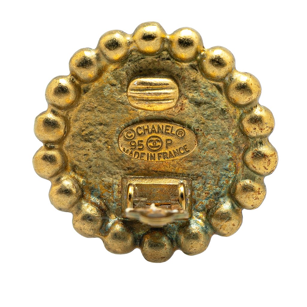 Chanel Gold Plated CC Button Clip On Earrings - Image 6