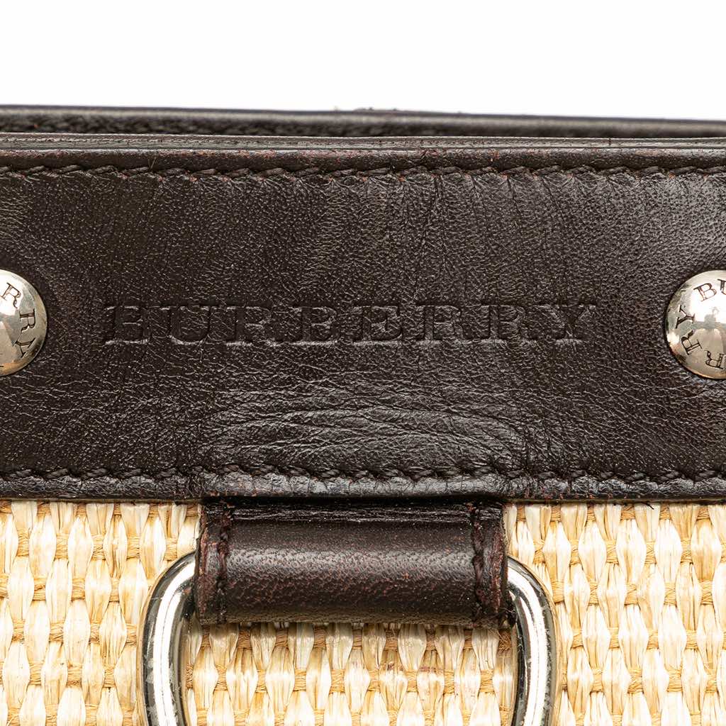 Burberry Leather Trimmed Raffia Crossbody - Detail 1