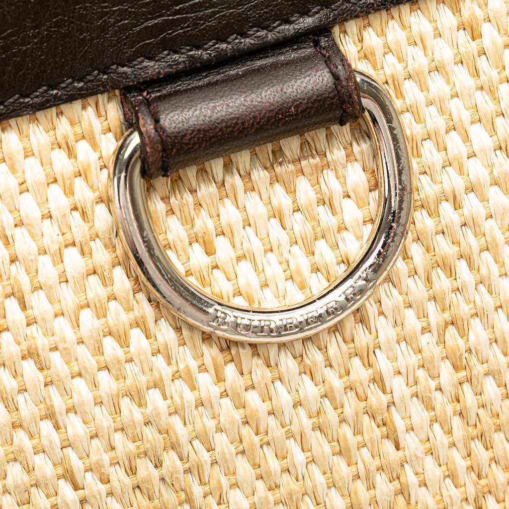 Burberry Leather Trimmed Raffia Crossbody - Image 10