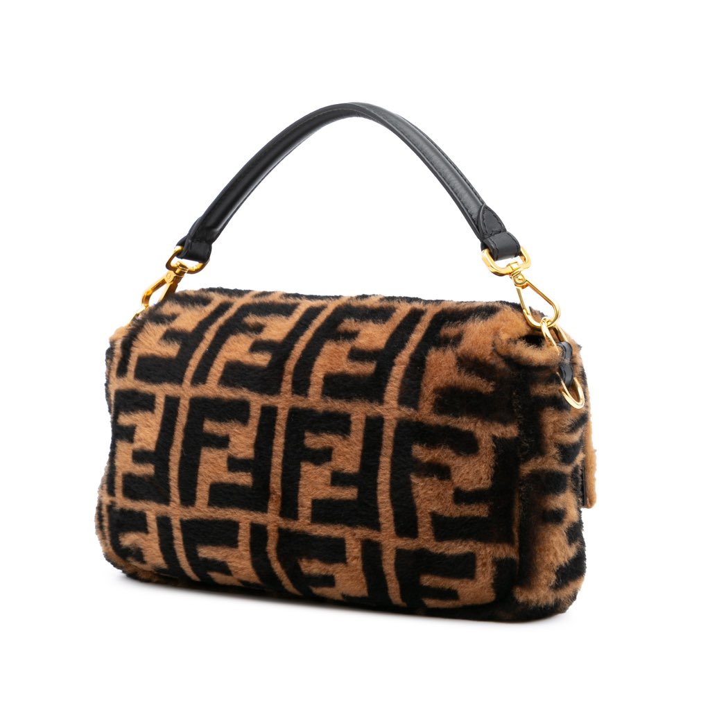 Fendi Medium Zucca Shearling Baguette Satchel - 2