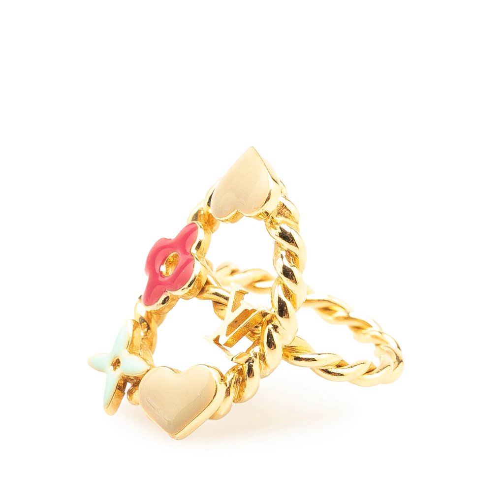 Louis Vuitton Gold Plated and Enamel Berg Sweet Monogram Ring - 2