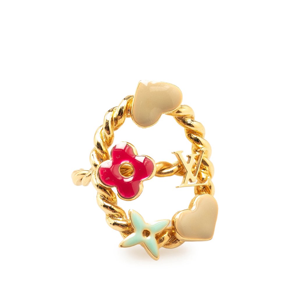 Louis Vuitton Gold Plated and Enamel Berg Sweet Monogram Ring - 4