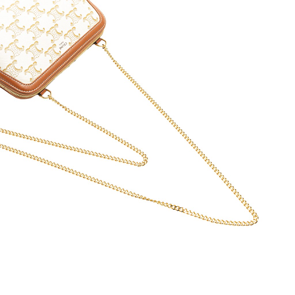 Celine Triomphe Coated Canvas Clutch On Chain - Image 13