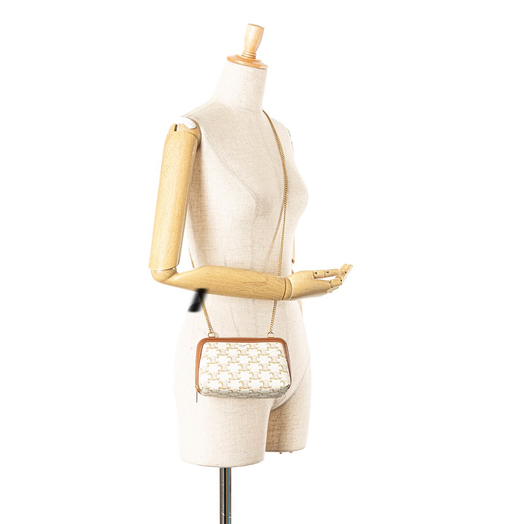 Celine Triomphe Coated Canvas Clutch On Chain - Image 14