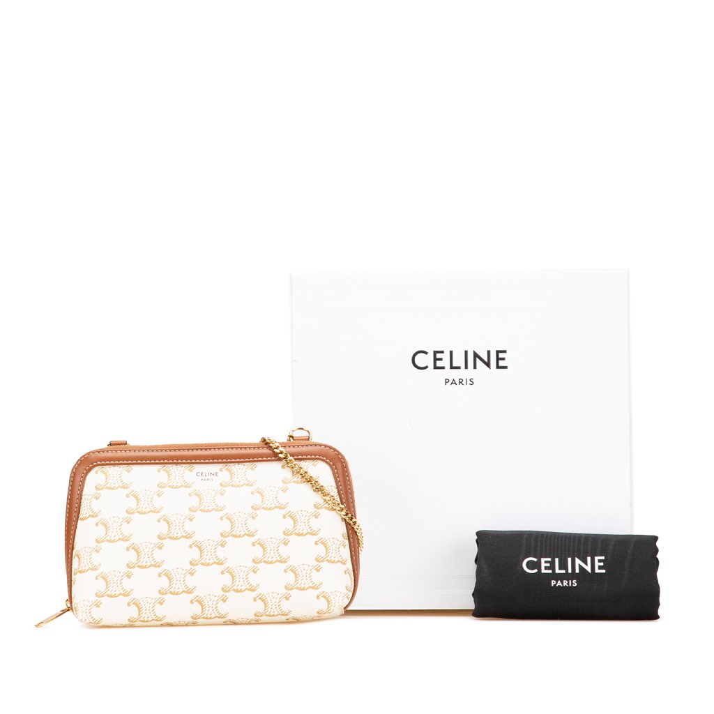Celine Triomphe Coated Canvas Clutch On Chain - Image 15