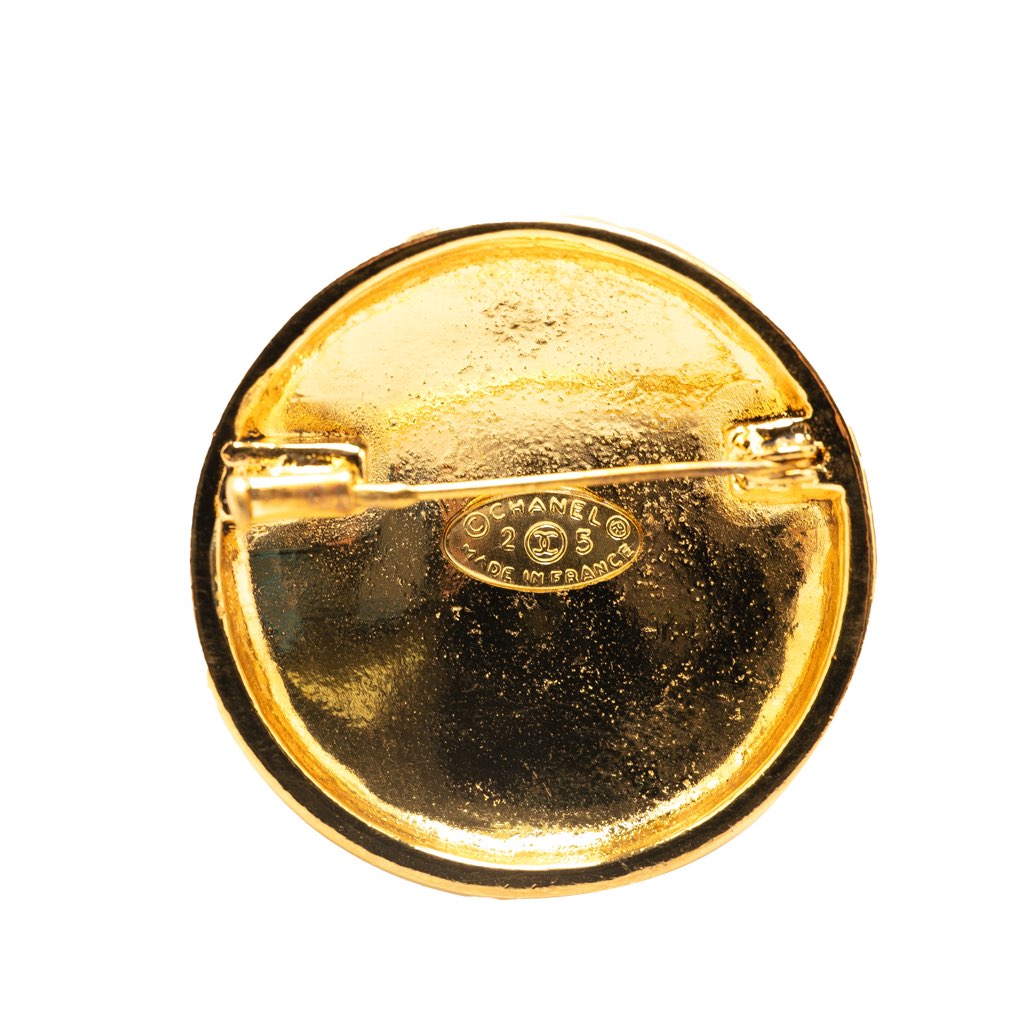 Chanel Gold Plated CC Quilted Round Brooch - 3