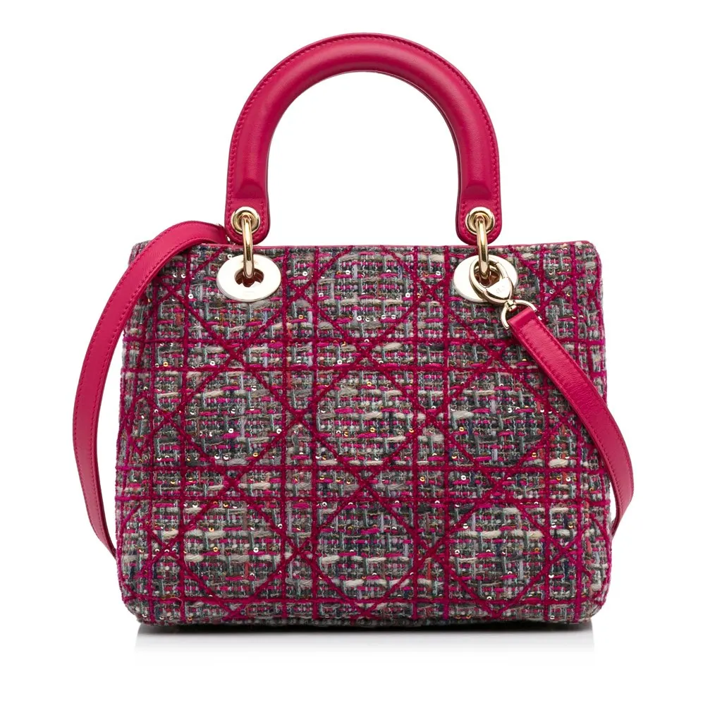 Dior Medium Tweed Macrocannage Lady Dior Pink Tweed Very good - Inside View