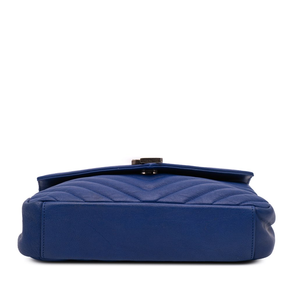 Saint Laurent Medium Quilted Chevron Sheepskin College Satchel - 3