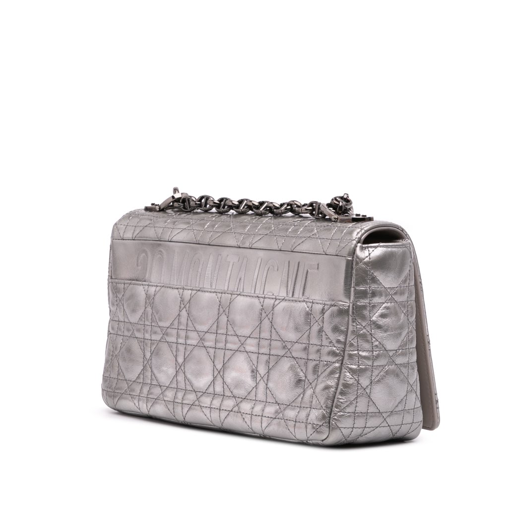 Dior Medium Metallic Calfskin Cannage Supple Caro Bag - Back view