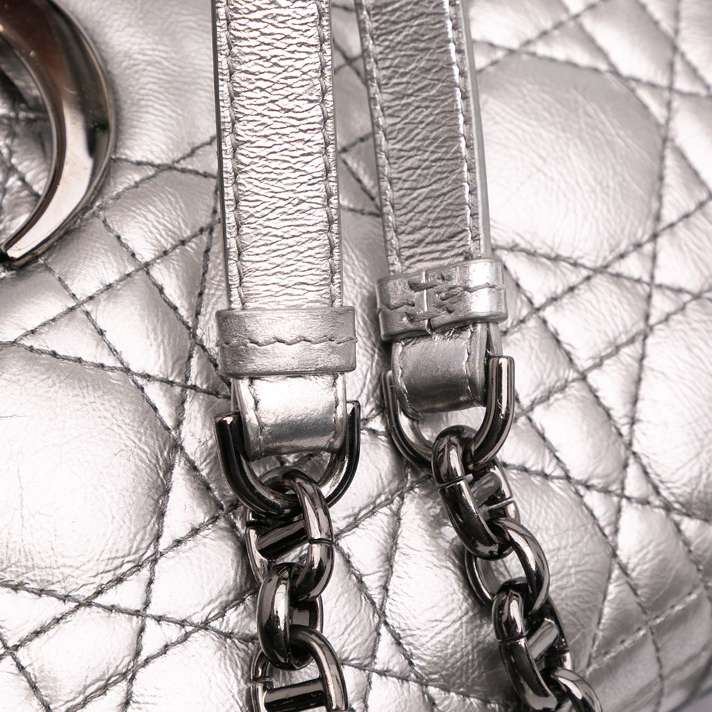 Dior Medium Metallic Calfskin Cannage Supple Caro Bag - Image 10