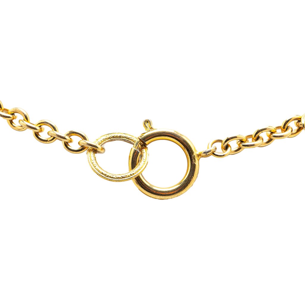 Chanel Gold Plated Rhinestone Chain Necklace - 2