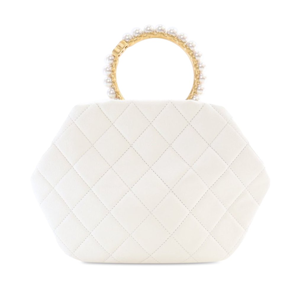 Chanel Quilted Lambskin Pearl Crown Handle Clutch Bag - 3