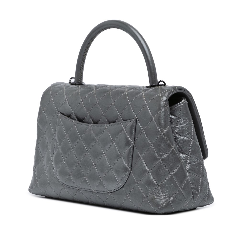 Chanel Small Quilted Aged Calfskin Coco Top Handle Bag - 2