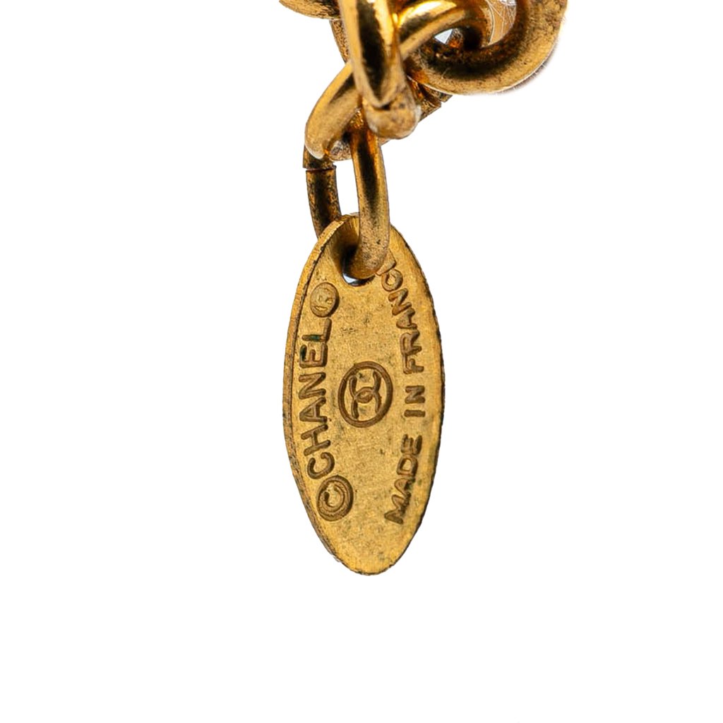 Chanel Gold Plated Quilted CC Pendant Necklace - 3